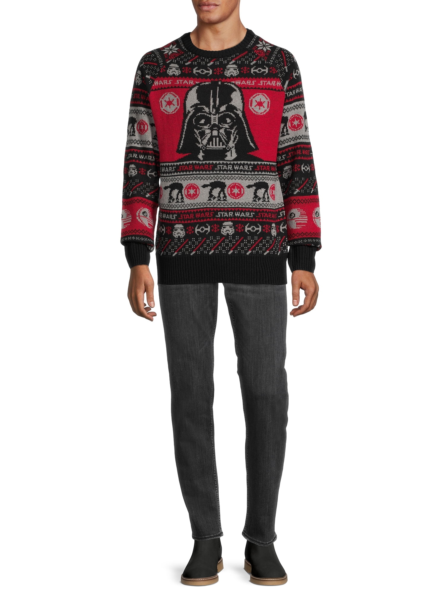 Star Wars Men's Darth Vader Christmas Sweater with Long Sleeves