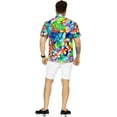 thumbnail image 5 of LA LEELA Men's Hawaiian Shirts Short Sleeve Button Down Shirt Floral Shirt Men Casual Holiday Summer Party Caribbean Shirts for Men Funny XL Digital Fuchsia, Blue, 5 of 6