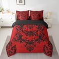 thumbnail image 2 of Homewish Retro Damask Jacquard 7 Pieces Bedding Comforter Set,Ancient Baroque Print Full Bedding Set,Red Black Fitted Sheet Flat Sheet For Boys Girls,Breathable Home Decor Reversible, 2 of 8
