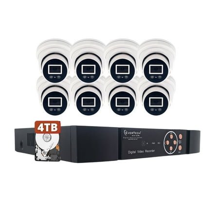 Evertech 8 Channel 4K 8MP IP PoE Surveillance Security Camera System with 4TB HDD and Built-in Microphone