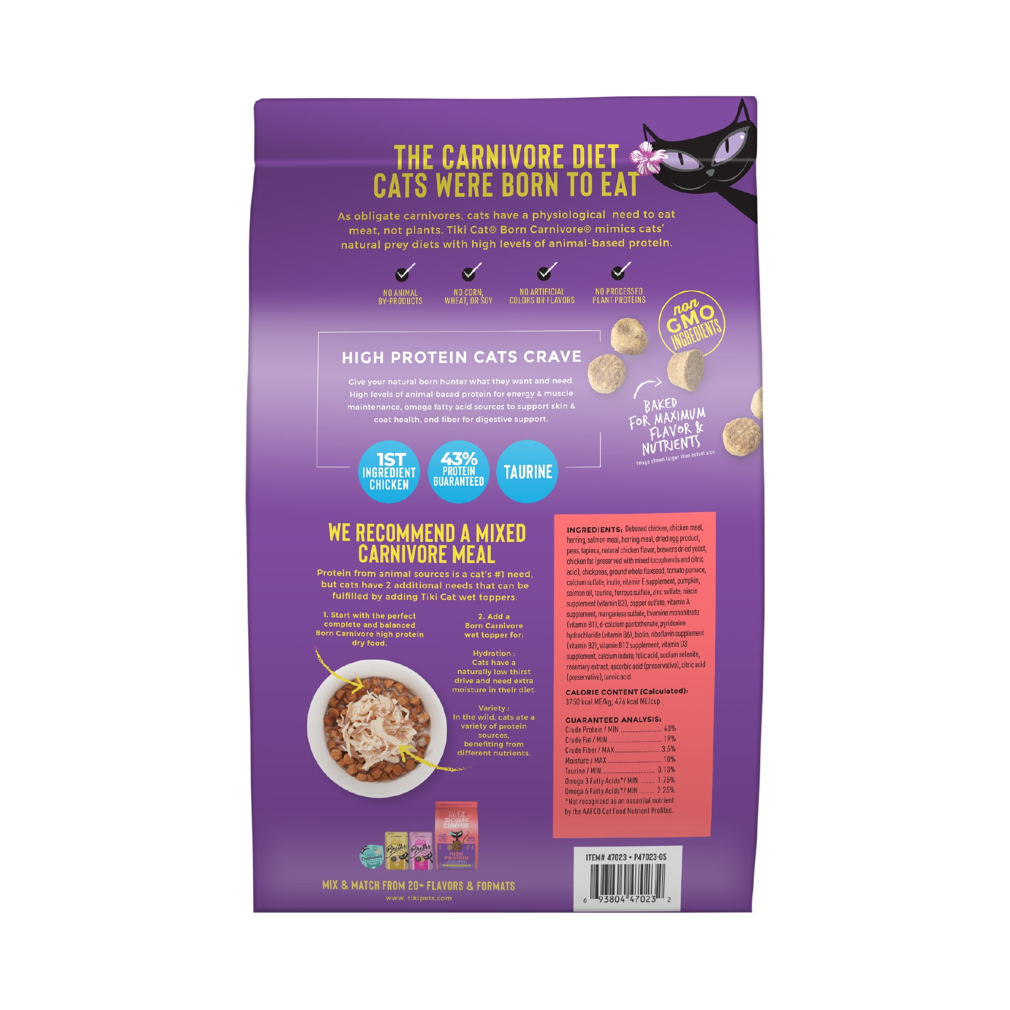 Tiki Cat Born Carnivore High Protein Dry Cat Food, Chicken, Herring & Salmon Meal, 11.1 lbs. Bag
