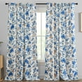 thumbnail image 2 of THD Skar Floral & Birds Patterned Window Back Tab Rod Pocket Curtains Bedroom - Light Blocking Darkening Window Panels, Set of 2 (Blue, 52 W x 84 L), 2 of 8