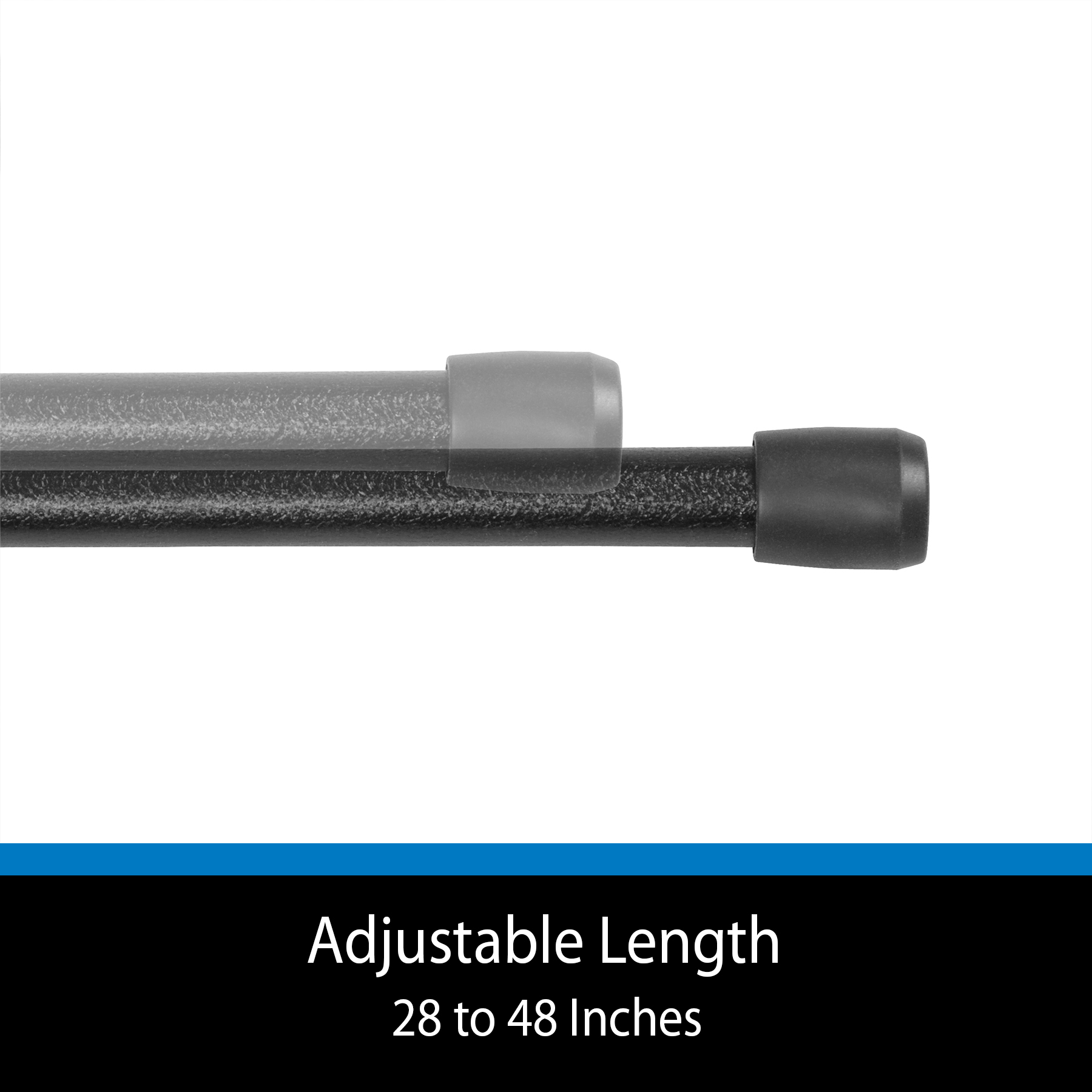 Mainstays 7/16" Adjustable Spring Tension Curtain Rod, 28-48", Black Finish