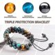 thumbnail image 2 of Triple Protection Bracelets Blue Tiger Eye Hematite 8mm Beads Bracelet For Men, 2 of 3