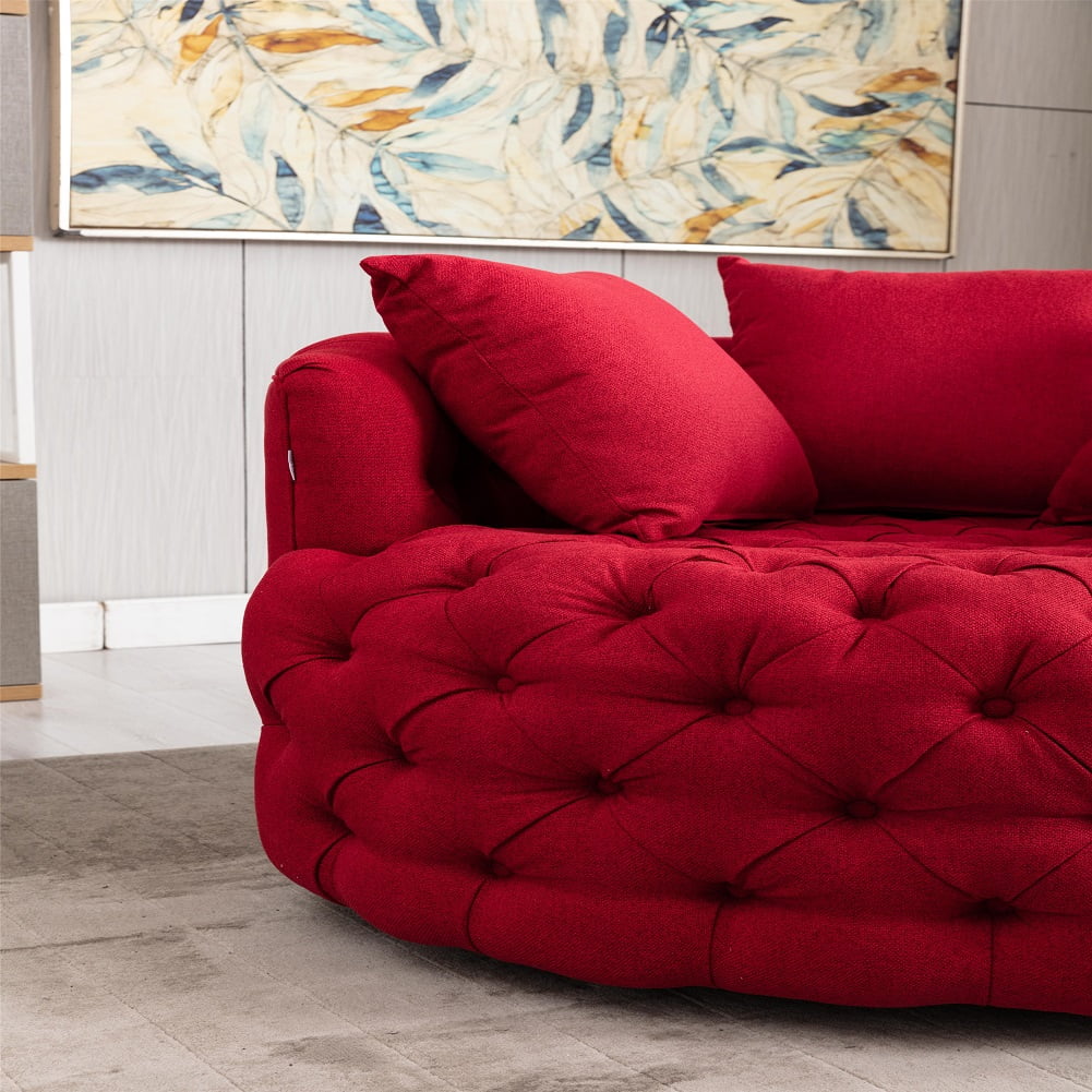 Kepooman Modern Akili Swivel Accent Chair for Hotel Living Room, Leisure Upholstered Half-Moon Metal Shaped Base Shell Chairs, Red Kepooman Modern Akili Swivel Accent Chair for Hotel Living Room, Leisure Upholstered Half-Moon Metal Shaped Base Shell Chairs, Red