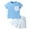 Z114-Blue, variant on YUEHUA Outfit for Boys Boys Girls Short Sleeve Striped Prints T Shirt Pullover Tops Shorts Outfits,Size 2-3 Years