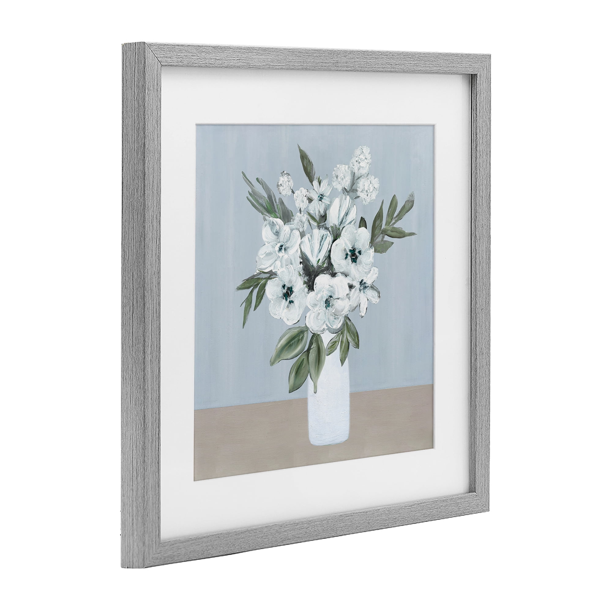 Stupell Industries Cerulean & White Blooms Gray Framed Print Under Glass, design by Marilyn Dunlap