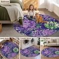 thumbnail image 6 of Round Area Rug 8Ft, Purple Green Flowers Non-slip Area Rugs Carpet for Living Room/Bedroom/Bathroom/Kitchen, Watercolor Vintage Botanical Washable Throw Floor Mat Indoor Outdoor Entrance Doormat, 6 of 9