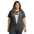 thumbnail image 2 of NYC FACTORY Ladies Tuxedo Tee Charcoal, Rose Design, S, 2 of 2