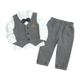 thumbnail image 2 of WOYY Newborn Boys Wedding Outfits Long Sleeve Formal Dress Shirt Bowtie Vest Pants Suit, 2 of 9
