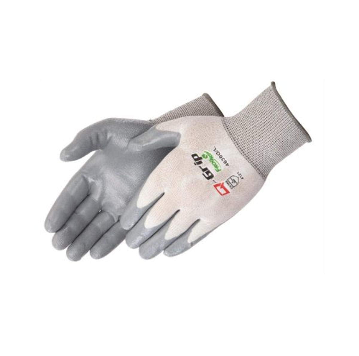 12 Pairs White Gray 13 Gauge Nylon Machine Knit Shell Nitrile coating Glove 