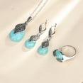 thumbnail image 2 of Yesbay Leaf Water Drop Faux Turquoise Pendant Necklace Ring Earrings Women Jewelry Set,Blue US 10, 2 of 7