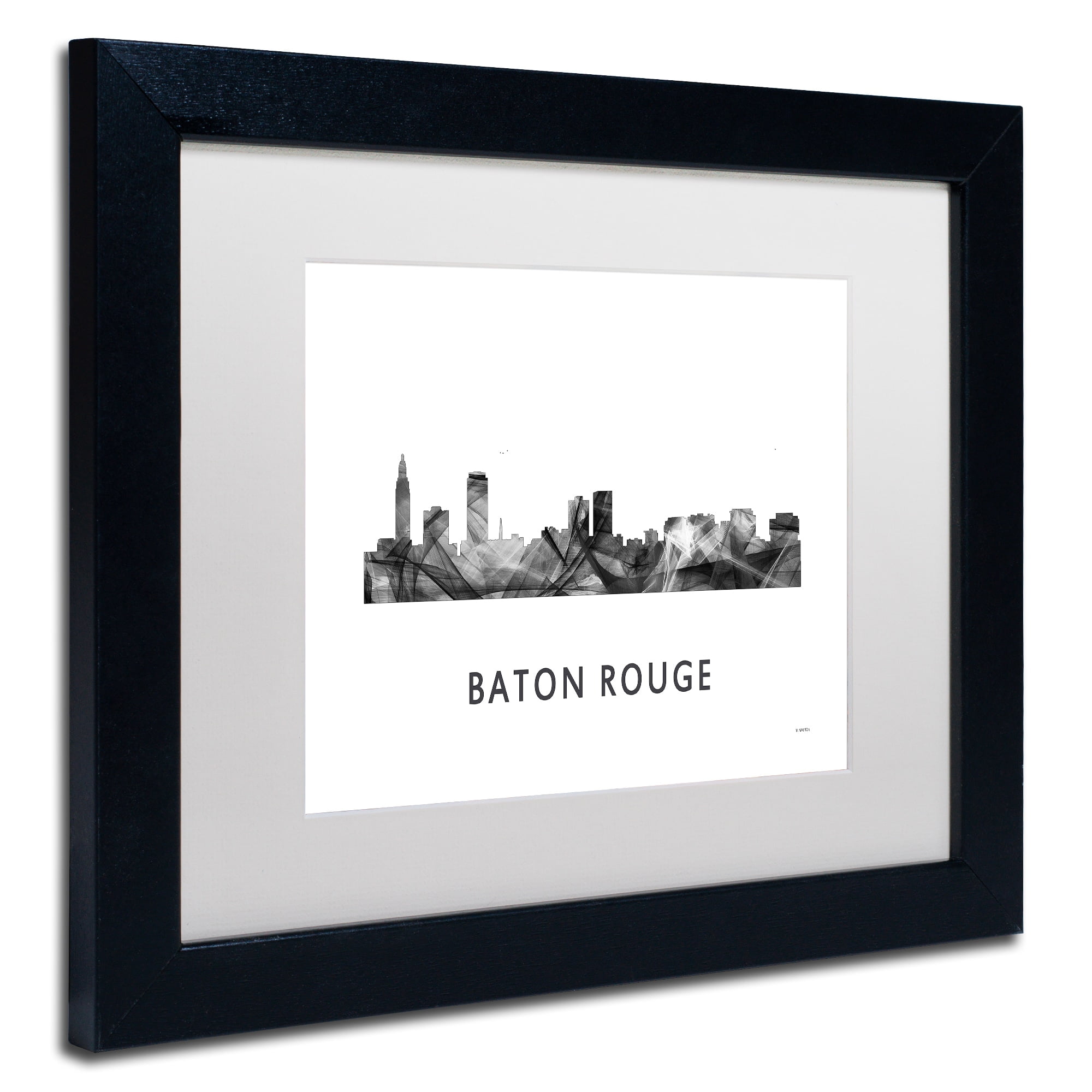 Trademark Fine Art 'Baton Rouge LA Skyline WB-BW' Canvas Art by Marlene Watson, White Matte, Black Frame
