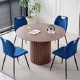 thumbnail image 4 of Velvet Dining Room Chairs Set of 4, Mid Century Modern Kitchen Chairs with Metal Legs, Upholstered Scandi Side Chair for Kitchen, Bedroom, Living Room, Apartment, Wingback Blue, 4 of 7