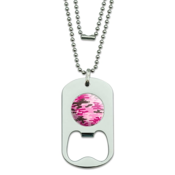 Pink Camouflage Military Dog Tag Bottle Opener Pendant