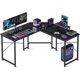 thumbnail image 1 of Escritorio para computadora, Escritorio en L, Escritorio Gamer con Soporte para Monitor, Mesa de computadora esquinero, Resistente, Superficie de Fibra de Carbono, Negro, 1 of 4