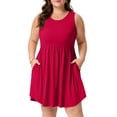 thumbnail image 3 of Cueply Plus Size Summer Dresses for Curvy Women Casual Sleeveless Crew Neck Loose Womens Midi Dresses, 3 of 10