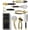 8 Piece Black & Gold, variant on 8-Piece Gold and Beige Kitchen Utensils Set – Stainless Steel Cooking Gadgets with Whisk, Tongs, Pizza Cutter, Garlic Press, Peeler, Scoop, Grater, and Can Opener