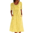 thumbnail image 2 of Daeful Robe T-shirt à Manches Courtes, Robe d'Été à Col Rond, Mini Robes, Tunique Ample pour Dames, T-shirt Jaune TG, 2 of 3