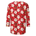 thumbnail image 3 of Blouses pour Femmes Mode Décontractée Imprimée Col Rond Manches 3/4 T-Shirt Blouse à la Mode Hauts Décontractés Anniversaire Rendez-Vous Fête Maison Vacances, 3 of 5