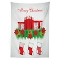 thumbnail image 3 of Ambesonne Christmas Tablecloth Rectangular Table Cover, Hanging Stockings, 60"x84", Red Emerald White, 3 of 4