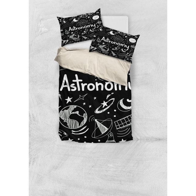 Juego de Funda Nórdica Pizarra Astronomía (Negro) - ENVÍO GRATIS