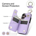 thumbnail image 5 of TECH CIRCLE for iPhone 16 Plus Zipper Pocket Case with Card Holder & Finger Ring, PU Leather Wallet Case Card Slot Magnetic Closure Kickstand Shockproof Protective Women Men Cover,Purple, 5 of 8