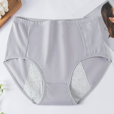 Odbmxy Plus Size Panties for Women Cotton High Waist Brief Underwear for Women Gray Breathable Solid Color Comfy Panties