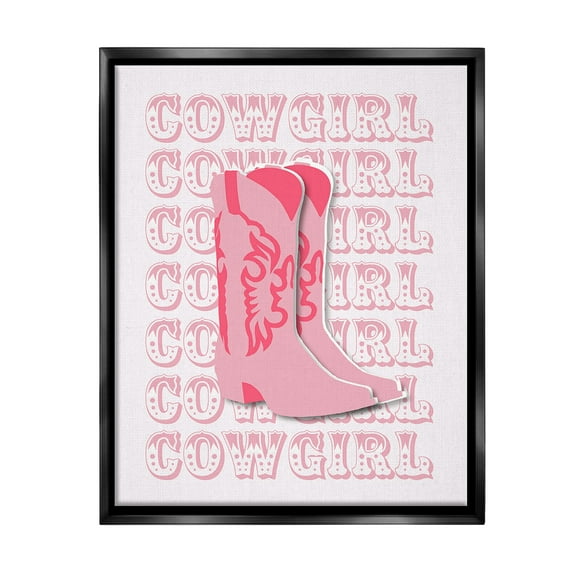 Stupell Industries Pastel Cowgirl Boots Beauty & Fashion Painting Black Floater Framed Canvas Art Print Wall Art, 17 x 21