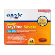 Equate DayTime Severe Non-Drowsy Cold & Flu Caplets, 325 mg 24 Ct