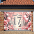 thumbnail image 5 of Pink Style 17th Birthday Banner Unicorn Sweet 17 Backdrop Cherry Blossom Design Pink Balloons Birthday Celebration Background for 17th Birthday Party Teenage Celebration Girls' Birthday, 5 of 9