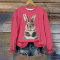 thumbnail image 1 of jovatis Ensembles Courts pour Femmes 2 Pcs Pâques T-Shirt à Col Rond pour Femmes Manches Raglan Imprimé à Manches Longues Chandail à Capuchon, 1 of 6