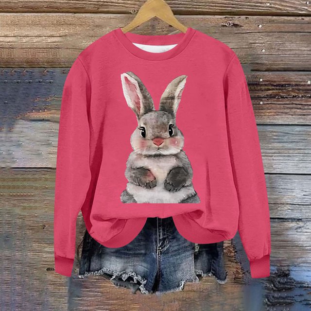 jovatis Ensembles Courts pour Femmes 2 Pcs Pâques T-Shirt à Col Rond pour Femmes Manches Raglan Imprimé à Manches Longues Chandail à Capuchon