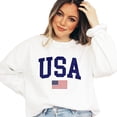 thumbnail image 3 of Vintage USA Sweatshirt – Patriotic American Flag Retro Varsity Graphic Crewneck, 4th Of July Independence Day Red White Blue Pullover Gift for Men & Women, 3 of 7
