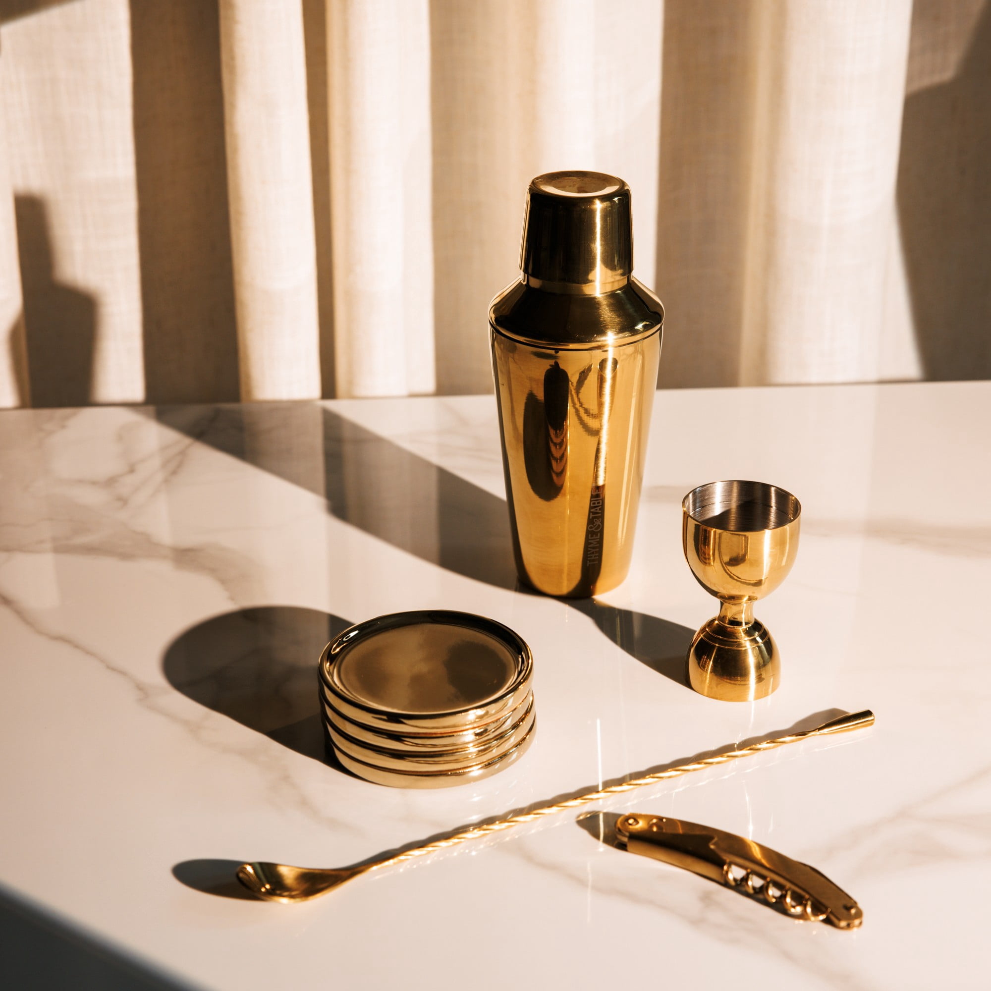 Thyme & Table Gold Ceramic Coaster Set, Set of 4