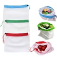 thumbnail image 2 of Bolsas de malla ecológicas para frutas, 15 bolsas reutilizables con cordón para hacer compras y almacenar en la cocina, 2 of 8