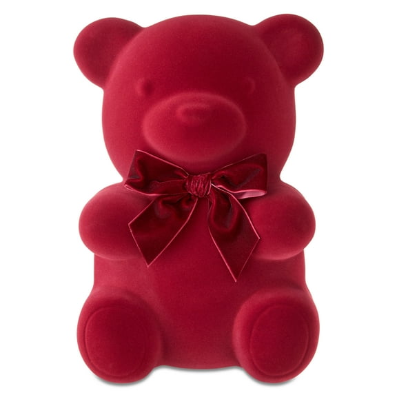 Flocked Bear Tabletop Decoration, Red, 12", Valentine's Day by Way To Celebrate