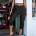 thumbnail image 4 of DHFJKG Womens Golf Dress Capri Pants Solid Color Slim Fit Flat Front Stretchy Cropped Pants Workwear Stylish Trousers, 4 of 8