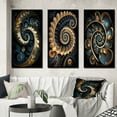 thumbnail image 1 of Designart "Fractal Flower Retro Gold and Teal Beauty VI" Fractals Framed Wall Art Set Of 3 - Gold Transitional Frame Canvas Set For Living Room Decor, 1 of 6