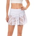 thumbnail image 2 of Gustave Women's Lace Crochet Swim Skirt Swimsuit Skorts Bikini Bottoms Beach Elastic Waist A-Line Short Skirt Swimdress with Brief "White, L", 2 of 8