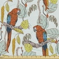 thumbnail image 1 of Exotic Fabric by the Yard Upholstery, Hand Drawn Like Interpretation of Parrots on Branches Leaves Close Up Nature Art, Decorative Fabric for DIY and Home Accents, Multicolor by Ambesonne, 1 of 5