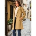 thumbnail image 3 of DARING DIVA Women's Single Breasted Peacoat Winter Notched Lapel Overcoat Khaki S, 3 of 7