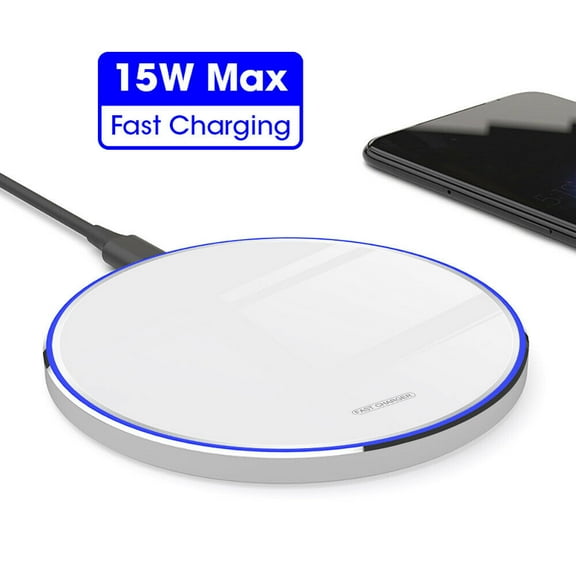 Wireless Charger, Qi-Certified 15W Fast Wireless Charging Pad,Compatible with iPhone 12/12 Pro/11/11 Pro/XR/XS/X/8/8 , Galaxy Note 10/Note 10 /S10/S10 /S9/S8,White