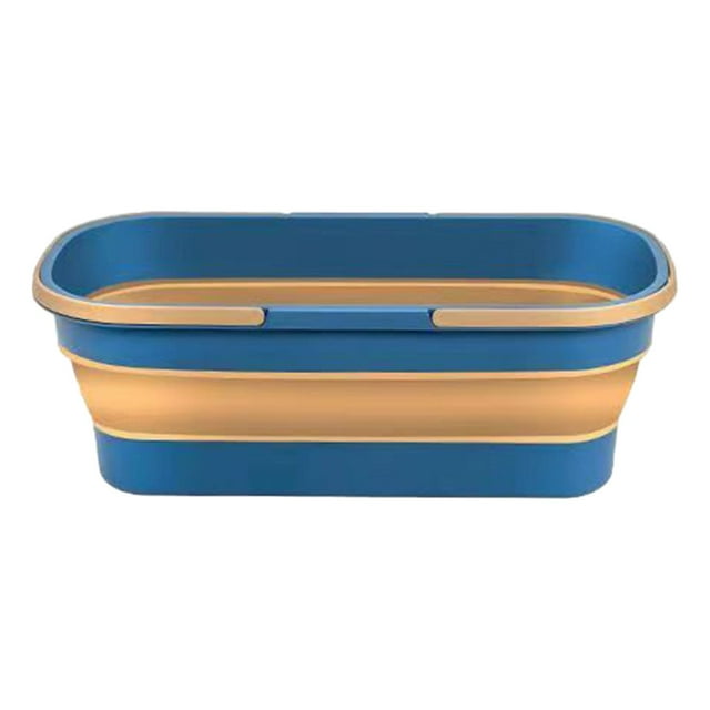 Foldable Mop Bucket Water Pail with Wheels Lightweight for Hiking Blue Brown