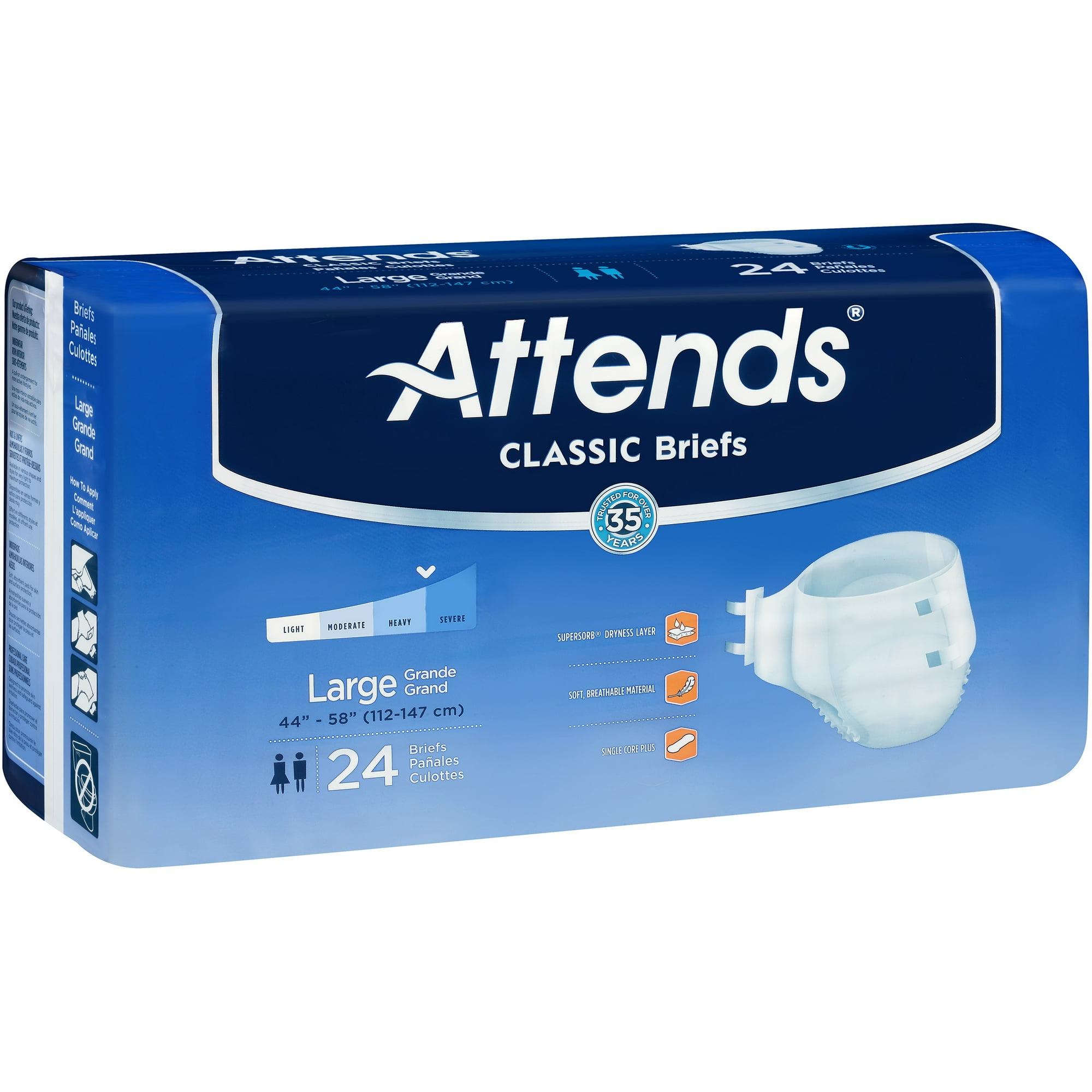 Attends Classic Briefs With Dry Lock Technology For Adult Incontinence Care Large Unisex 24 Count Pack Of 4 Walmart Canada