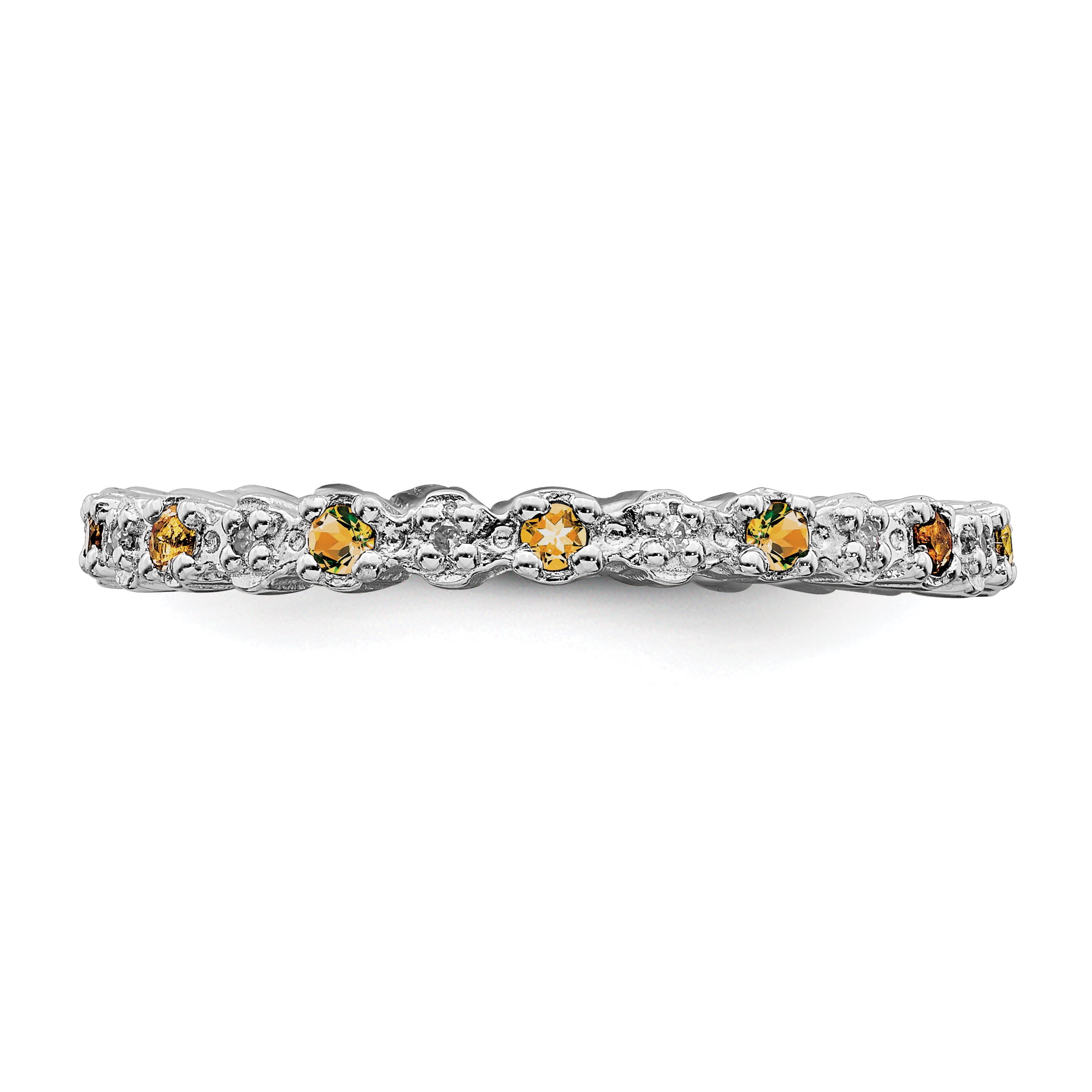 Sterling Silver Citrine & Diamond Ring