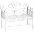 thumbnail image 3 of Outsunny 44.75" Antique-Style Outdoor Patio Garden Bench, Metal Loveseat with Ivy Pattern on the Backrest, Cream White, 3 of 10