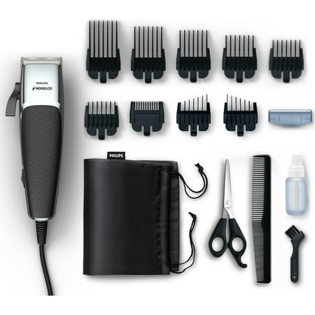 Philips Norelco Hair Clipper 5000, HC5100/40 - Hair and beard trim kit with 16 pieces, skin friend steel blades, adjustable lever for fades, and 9.1