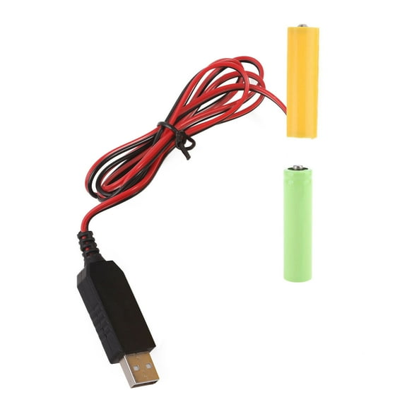 AOOOWER USB to 3V Power Supply Dummy Battery Adapter Cable Replace 2x 1.5V LR6 AA Batteries