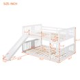 thumbnail image 7 of JINS&VICO Bunk Bed with Slide, Wooden Low Bunk Bed Frame with Ladder and Safety Guardrails, Full Over Full Size Multifunctional Bunk Bed for Kids Teens Boys and Girls, No Box Spring Required, White, 7 of 7